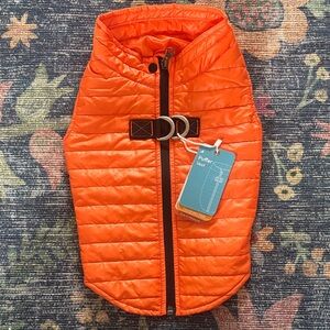 Dog Orange Puffer Vest with D-Ring Harness Loop